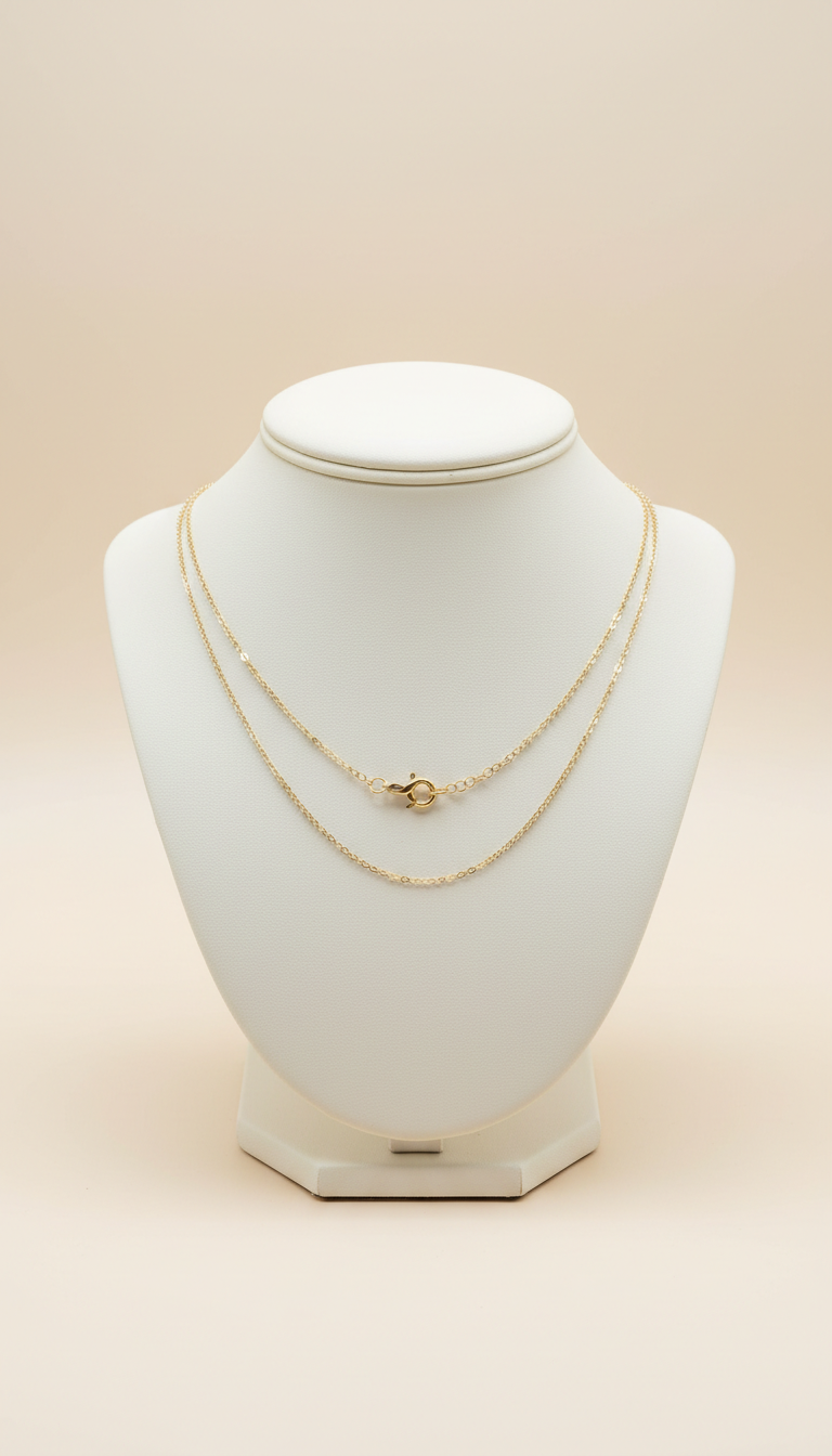 Double Strand Fine Chain Necklace 14K Gold