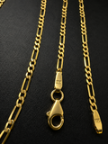 14K Solid Yellow Gold Italian Diamond Cut Figaro Chain Necklace 1.5mm