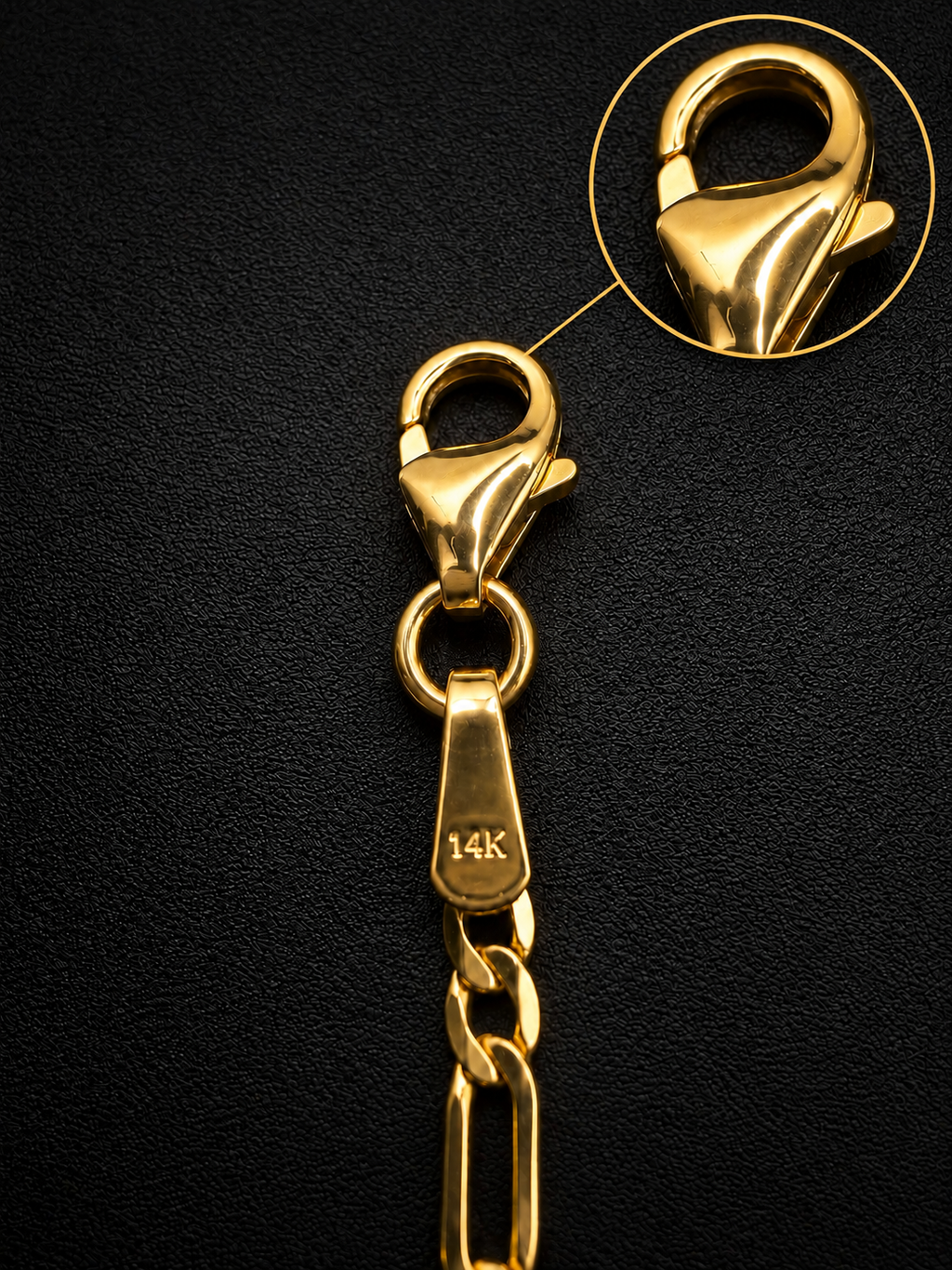 14K Solid Yellow Gold Italian Diamond Cut Figaro Chain Necklace 2mm