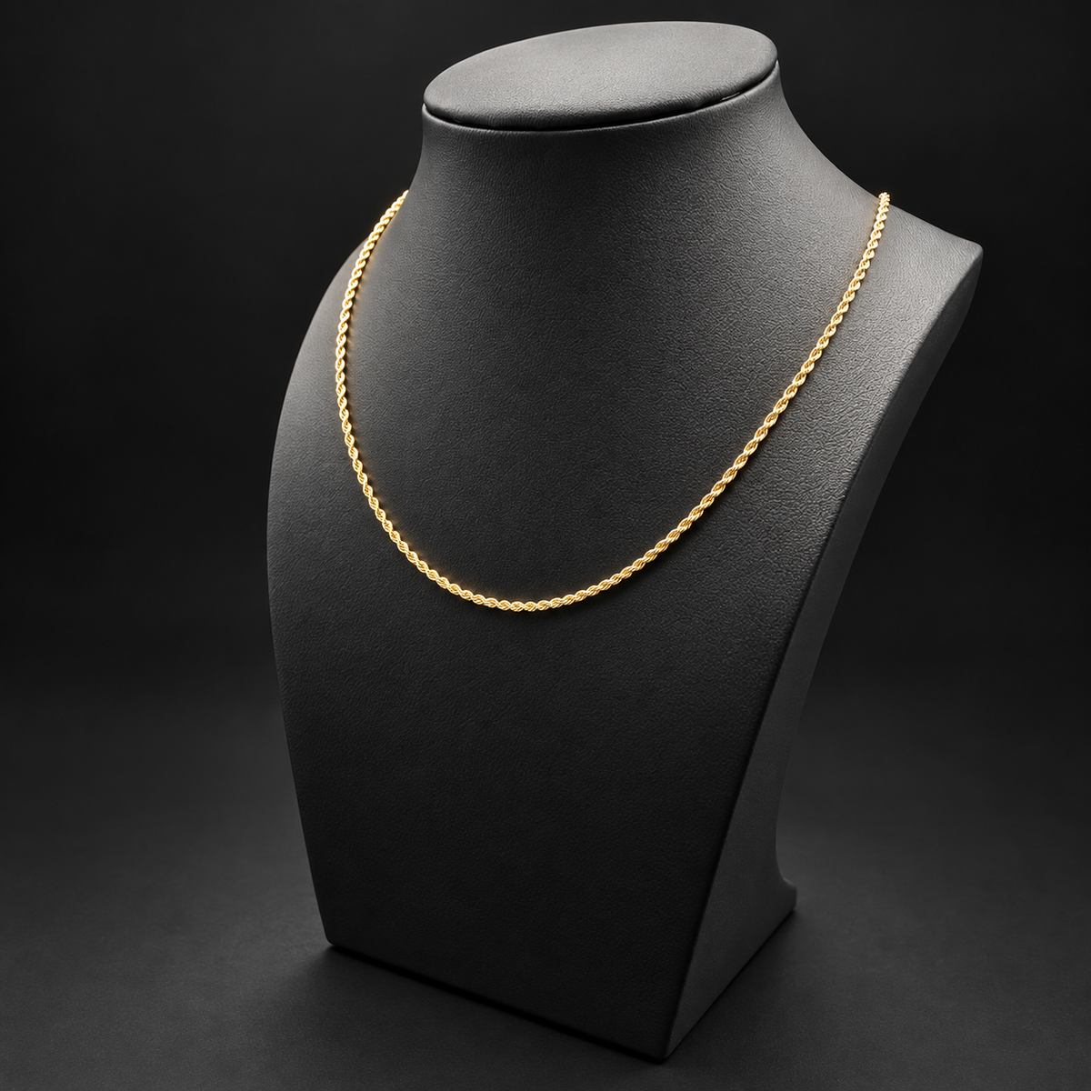 14K Solid Yellow Gold Italian Diamond Cut Rope Chain Necklace 1.5mm