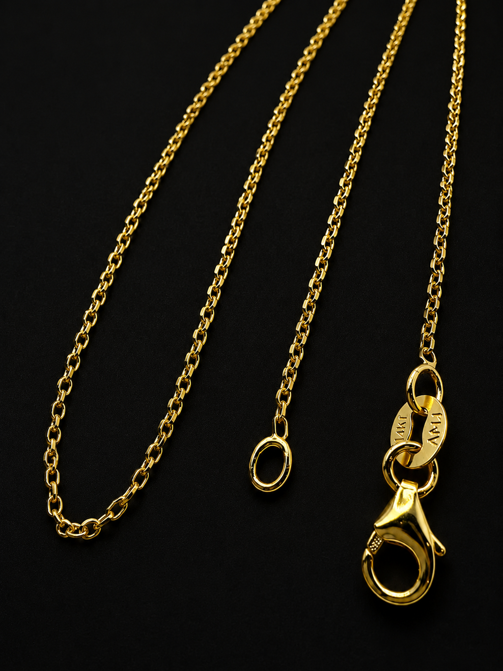 14K Solid Yellow Gold Italian Diamond Cut Cable Chain Necklace — 1mm & 1.5mm