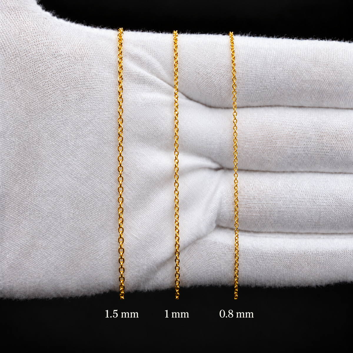 14K Solid Yellow Gold Italian Diamond Cut Cable Chain Necklace — 1mm & 1.5mm