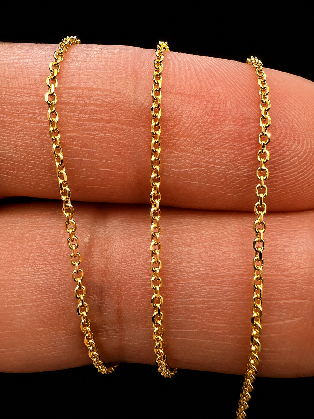14K Solid Italian Gold Diamond Cut Cable Chain Necklace