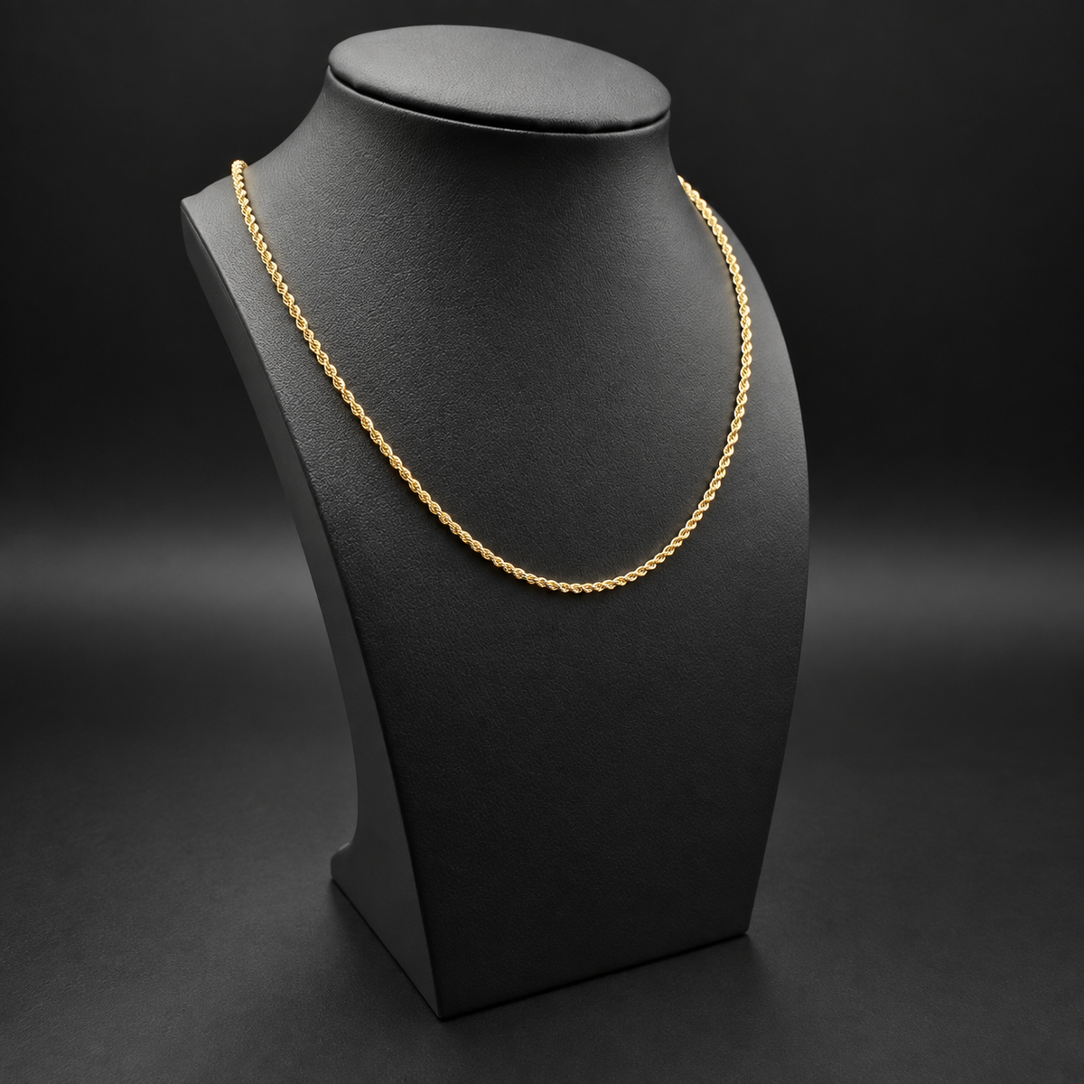 14K Solid Yellow Gold Italian Diamond Cut Rope Chain Necklace 1.5mm