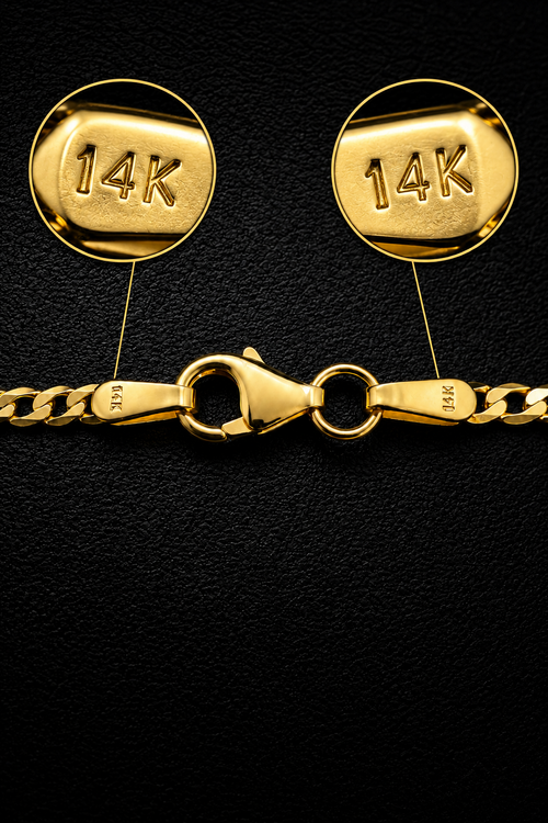 14K Solid Yellow Gold Italian Diamond Cut Figaro Chain Necklace 2mm
