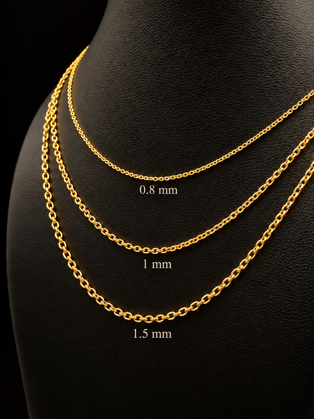 14K Solid Yellow Gold Italian Diamond Cut Cable Chain Necklace — 1mm & 1.5mm