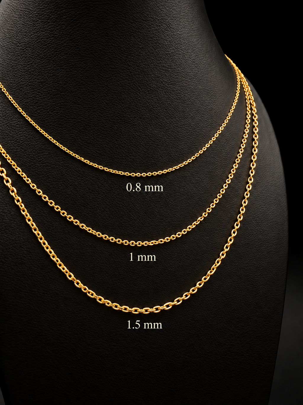 14K Solid Yellow Gold Italian Diamond Cut Cable Chain Necklace — 1mm & 1.5mm
