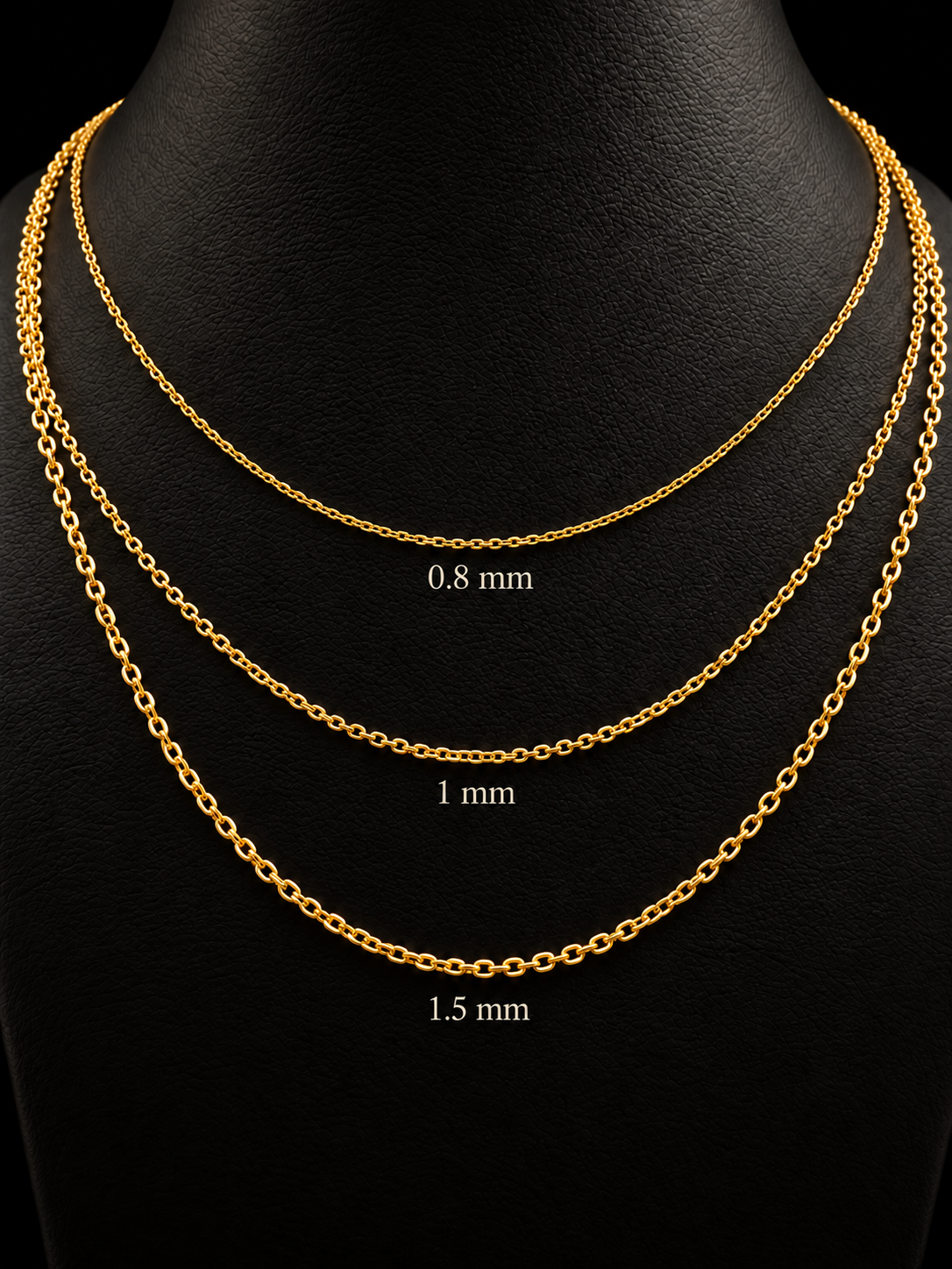 14K Solid Yellow Gold Italian Diamond Cut Cable Chain Necklace — 1mm & 1.5mm
