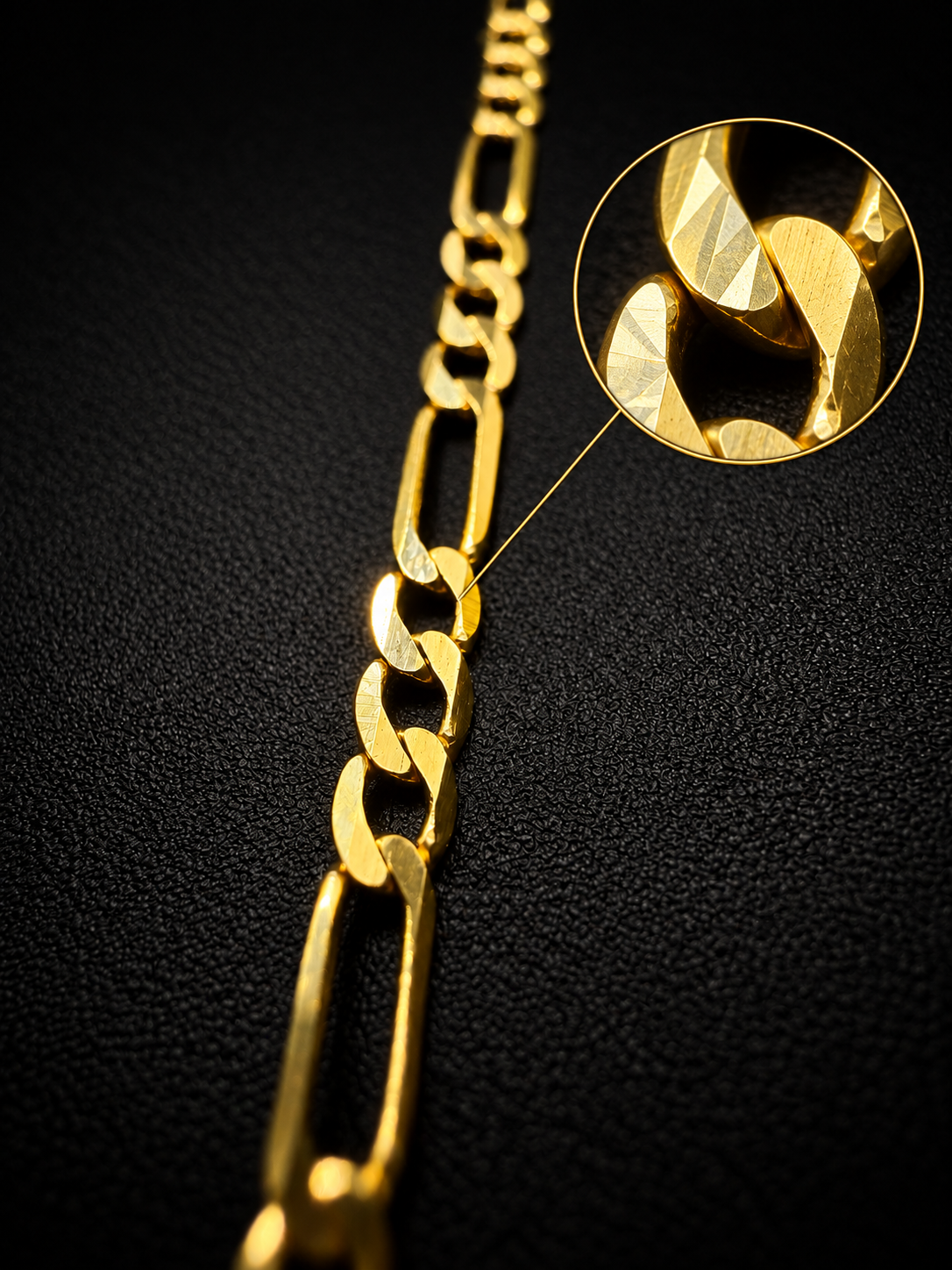 14K Solid Yellow Gold Italian Diamond Cut Figaro Chain Necklace 2mm