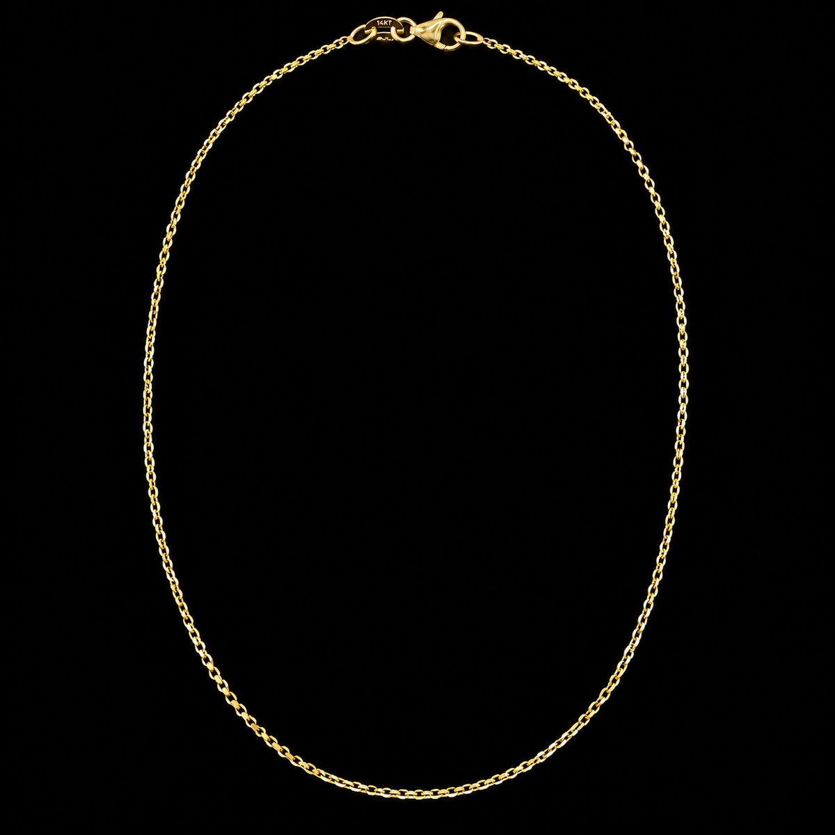 14K Solid Yellow Gold Italian Diamond Cut Cable Chain Necklace — 1mm & 1.5mm
