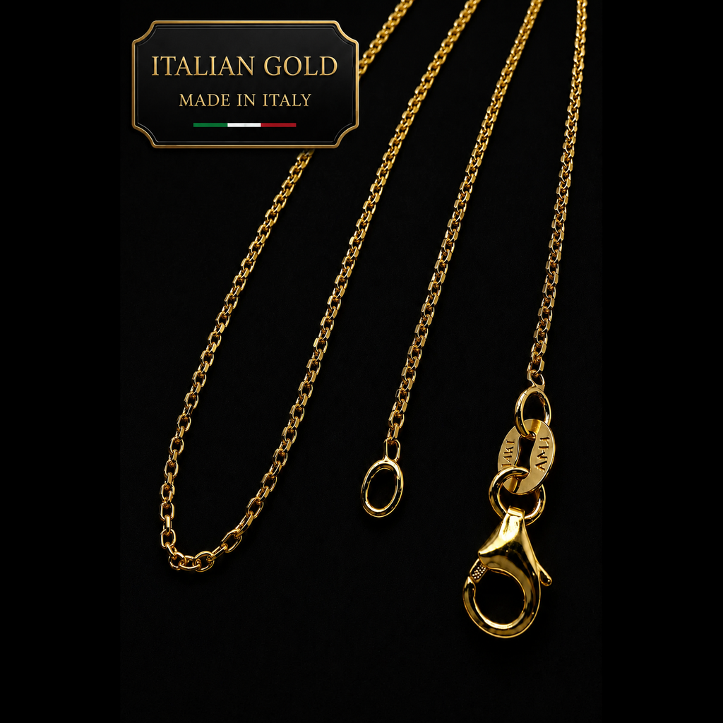 14K Solid Italian Gold Diamond Cut Cable Chain Necklace