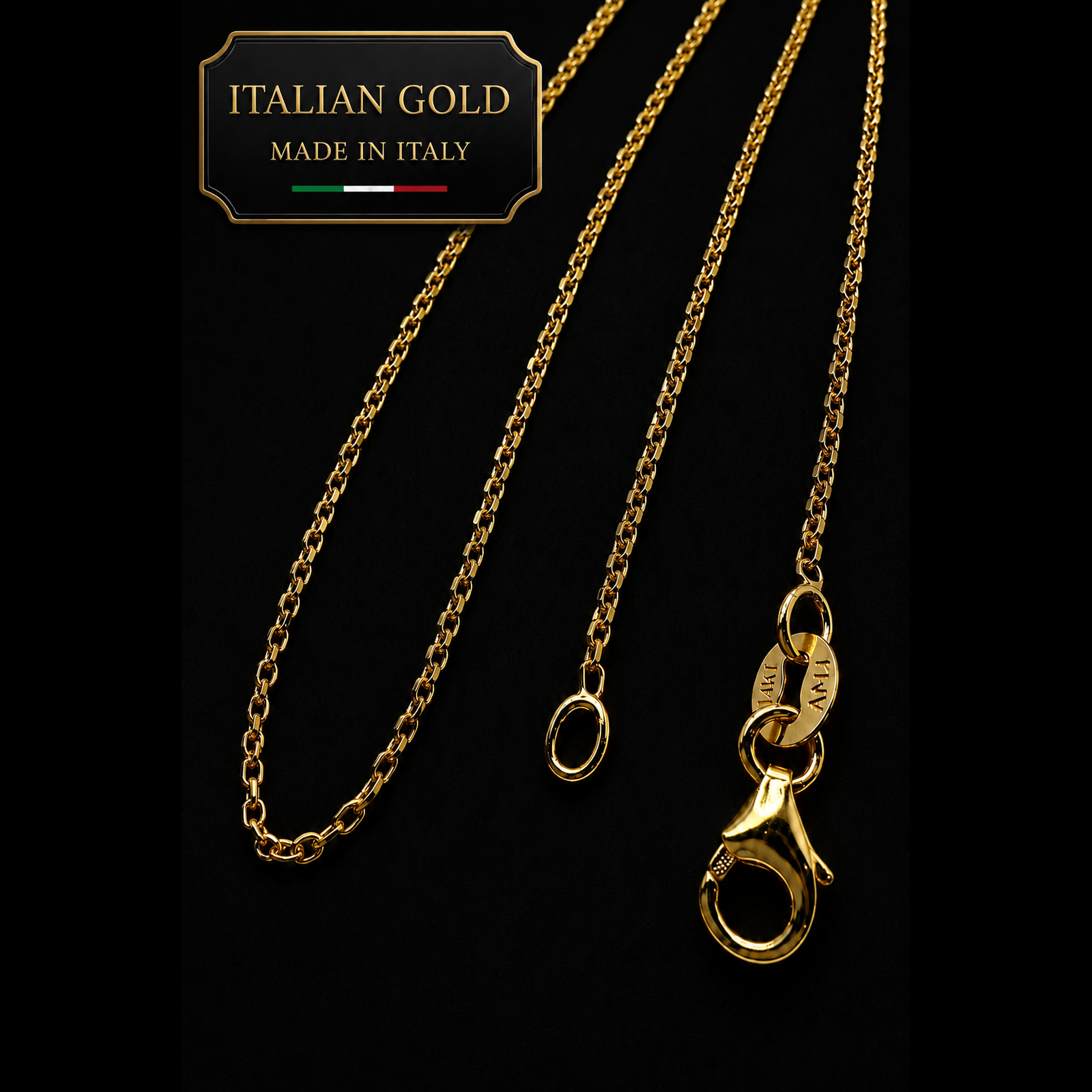 14K Solid Italian Gold Diamond Cut Cable Chain Necklace